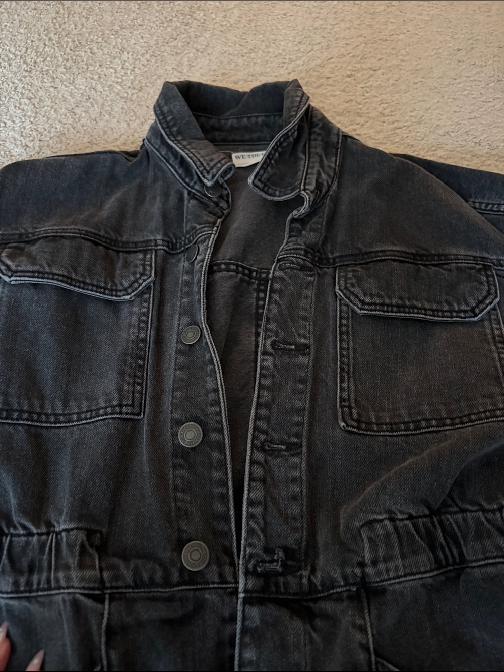 Free people size small-Black Washed Denim Romper - Picture 3 of 4